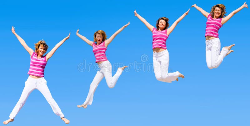 Women jumping in a group