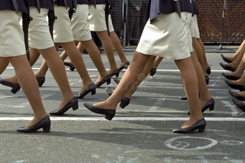 Women legs during military parade