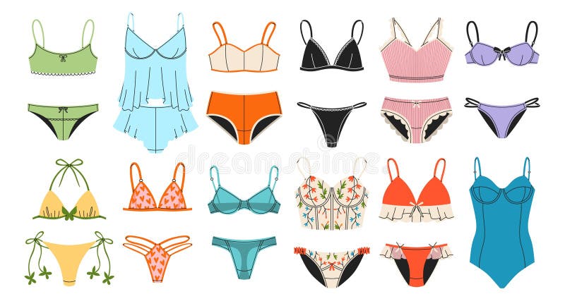 Templates of different types of women's panties to create color options  Stock Illustration