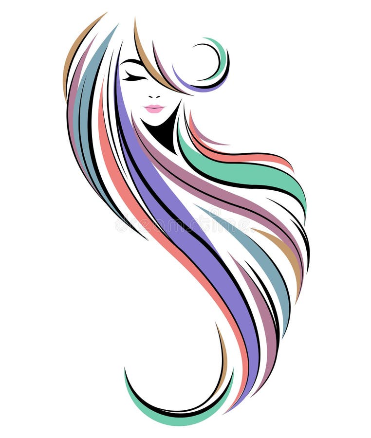 Women Long Hair Style Icon, Logo Women Face on White Background Stock  Vector - Illustration of beauty, background: 123760179