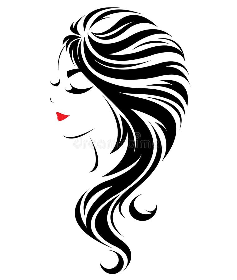 Download Women Long Hair Style Icon, Logo Women Face On White ...