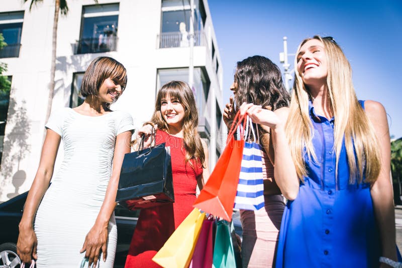Women Making Shopping in Beverly Hills Stock Image - Image of happy ...