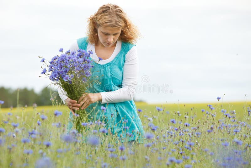 Women picking flowers in stock image. Image of outdoors 15007567