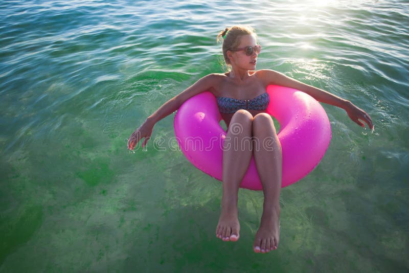 Women relax in floating