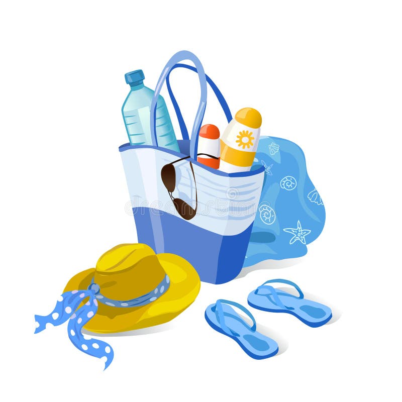Women's beach accessories stock illustration Women's beach accessories stock illustration