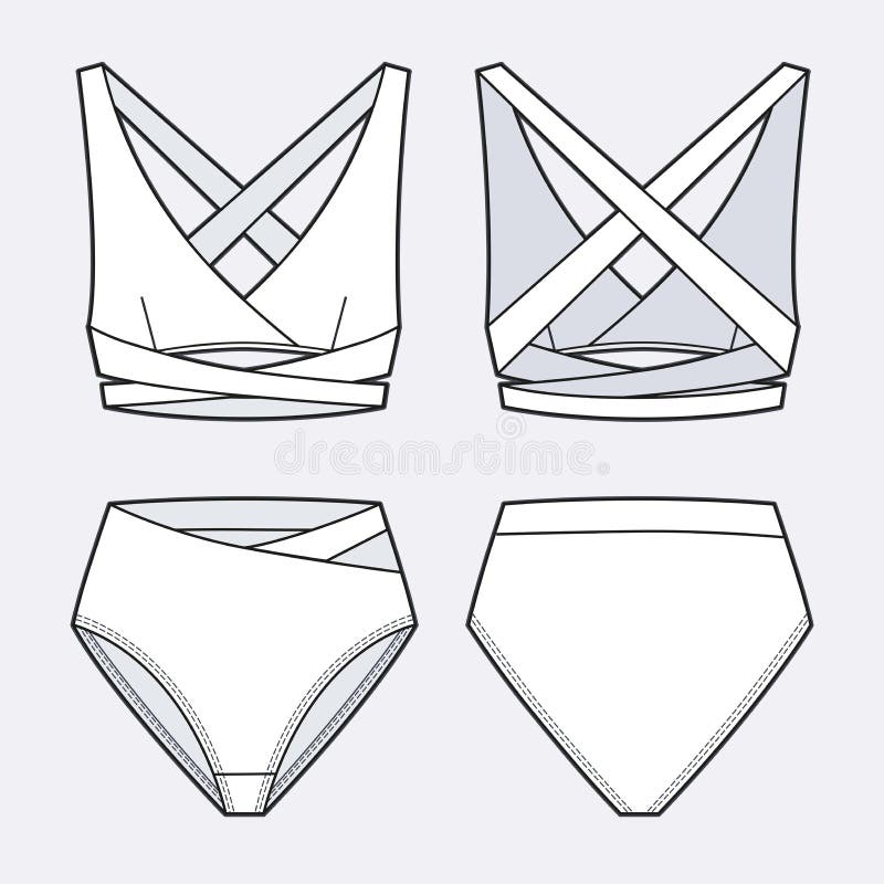 Triangle Bikini Sketch Swimwear Vector Flat Fashion CAD - Etsy