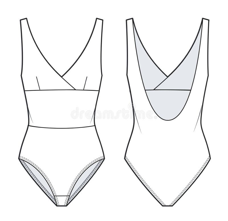 Women\ s Bodysuit fashion technical drawing template.