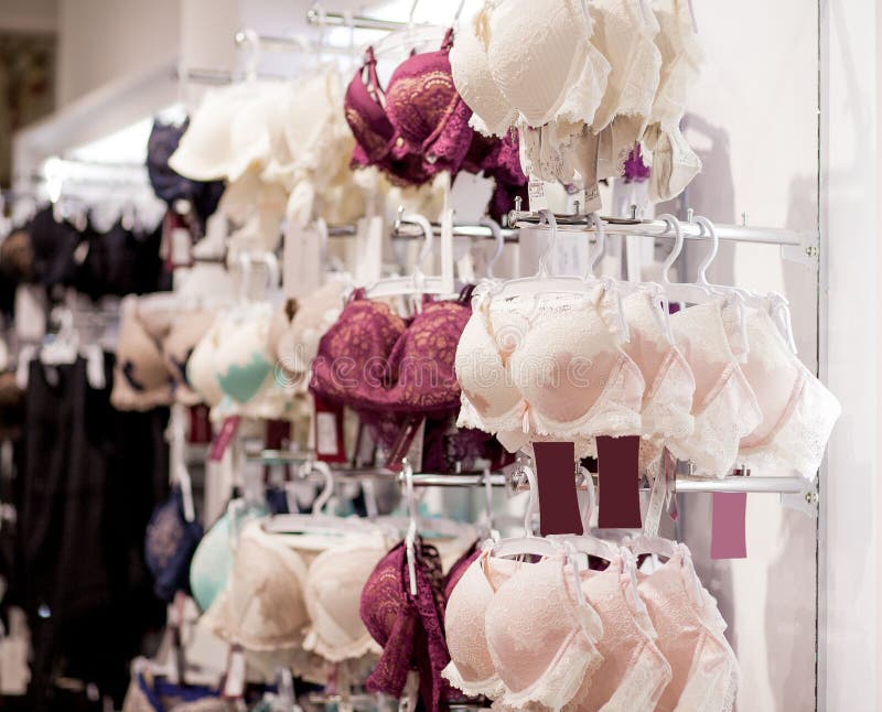 Women`s Bras for Sale in Market. Vareity of Bra Hanging in