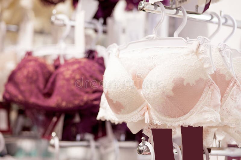 Women`s Bras for Sale in Market. Vareity of Bra Hanging in