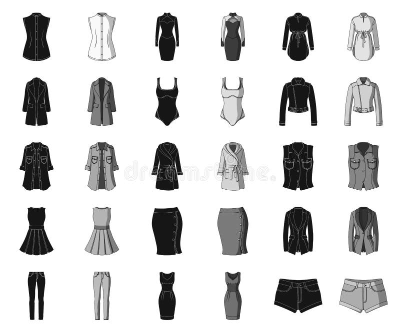 Women`s Clothing Black,monochrome Icons In Set Collection For Design ...