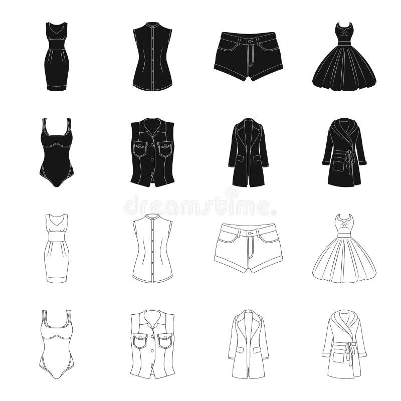 Women`s Clothing Black,outline Icons in Set Collection for Design ...