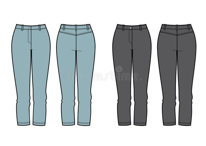 Women`s Clothing Set of Blouse and Blue Skinny Jeans. Vector Templates ...
