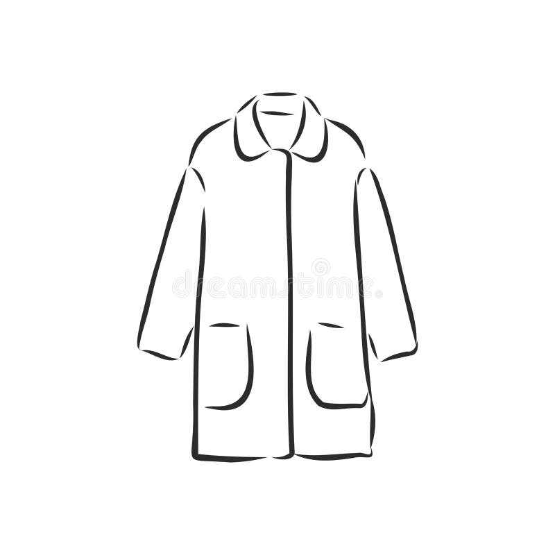 Women`s Coat, Fashion Flat Sketch. Technical Drawing Women`s Coat ...