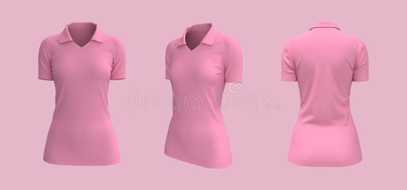 Women`s Collared T-shirt Mockup, Front, Side and Back Views, Design ...