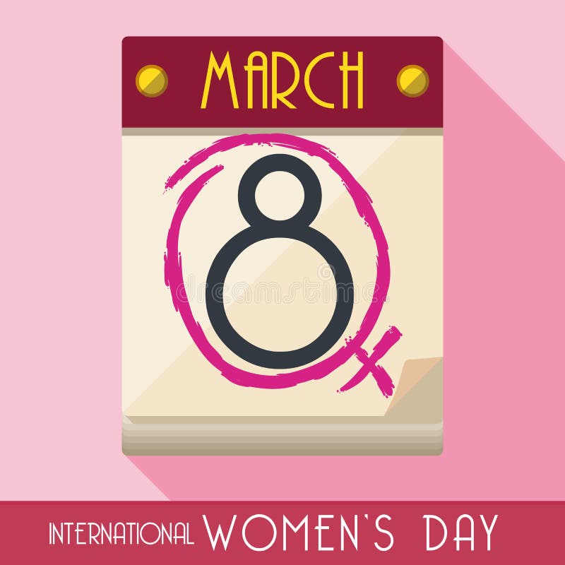 Women's Day Tagged in Calendar in Flat Style, Vector Illustration royalty free illustration Women's Day Tagged in Calendar in Flat Style, Vector Illustration royalty free illustration