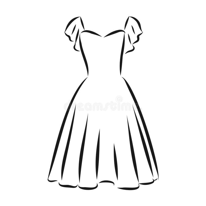 Beautiful dress outline for coloring on a white Vector Image