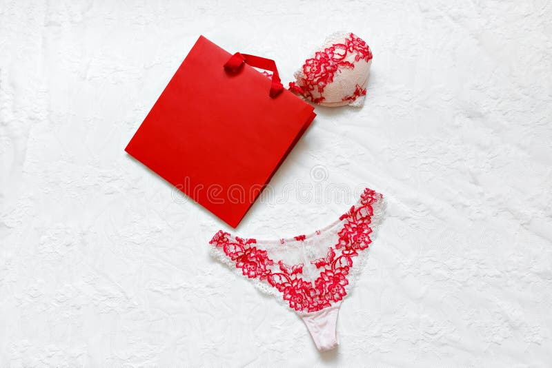 Flat Lay Composition Red Womens Underwear Foto stock 2274263313