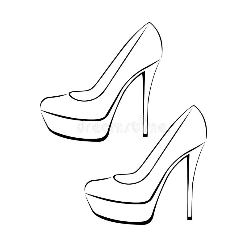 High heels outline stype design element Royalty Free Vector