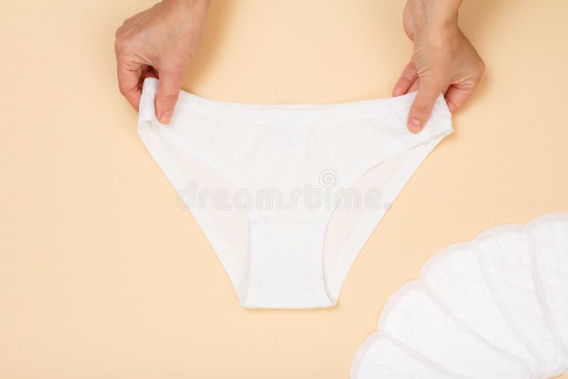 Beautiful Woman in Beige Cotton Underwear Stock Photo - Image of