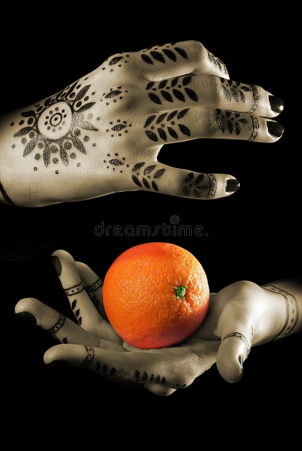 Women s hands with orange