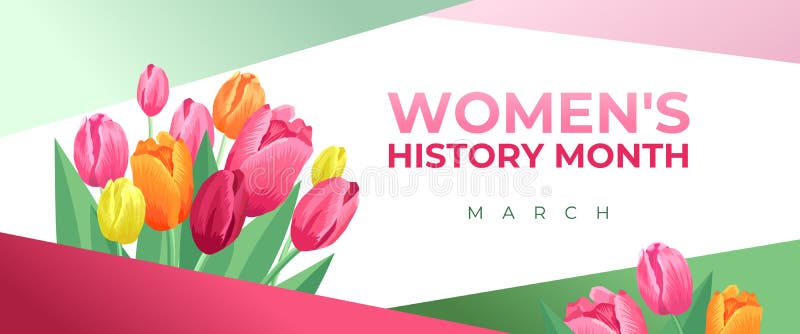 Women`s History Month. Vector banner, poster, flyer, greeting card for social media with the text Women s History Month, march.