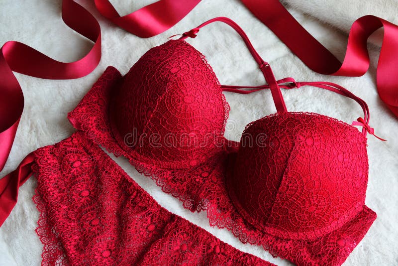 Women`s Lace Underwear of Red, Wine Color: Bra and Panties. Stock Photo -  Image of brassiere, fabric: 112964768