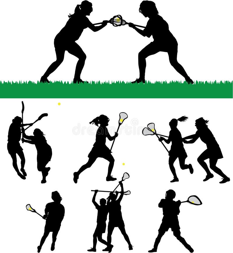Women's Lacrosse Silhouettes Stock Vector Illustration of female