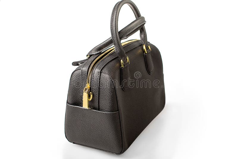 Women S Leather Bag of Rectangular Shape in Black Color Stock Image