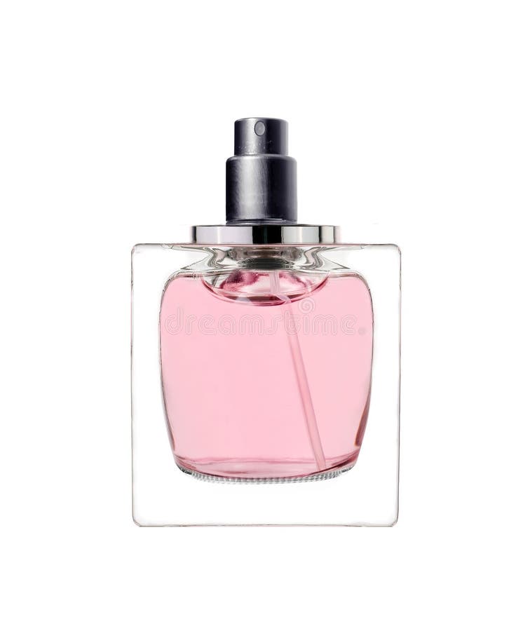 Women's perfume in beautiful bottle isolated on white royalty free stock images