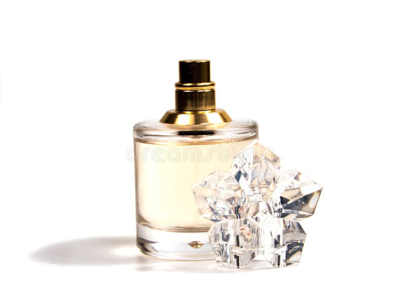 Women`s Perfume in Beautiful Bottle Isolated on White Stock Image