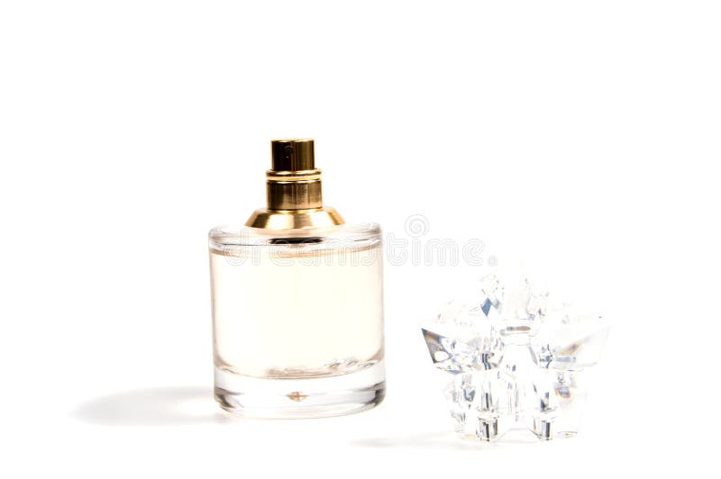Women`s Perfume in Beautiful Bottle Isolated on White Stock Image