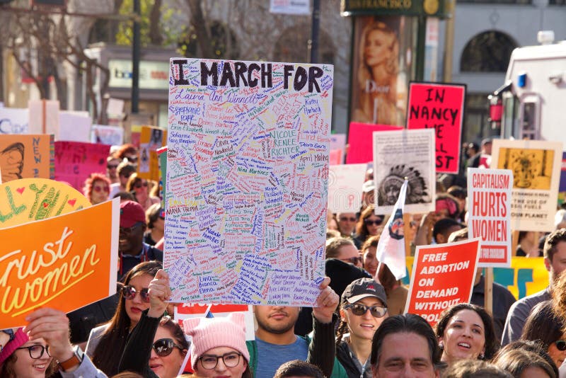 Women`s Protest March, San Francisco, CA 2019 Editorial Photo Image