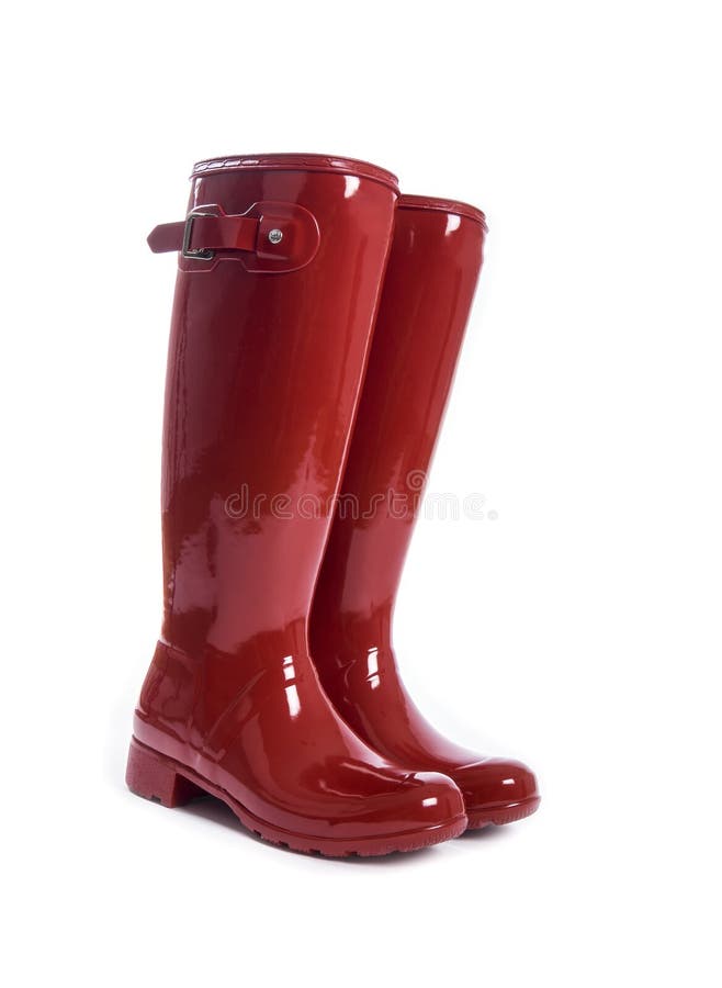 Women S Red Shiny Rubber Boots #1 Stock Photo - Image of rain, water ...