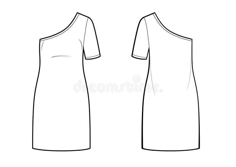 Shirt Dress with Technical Vector Sketch Stock Illustration ...