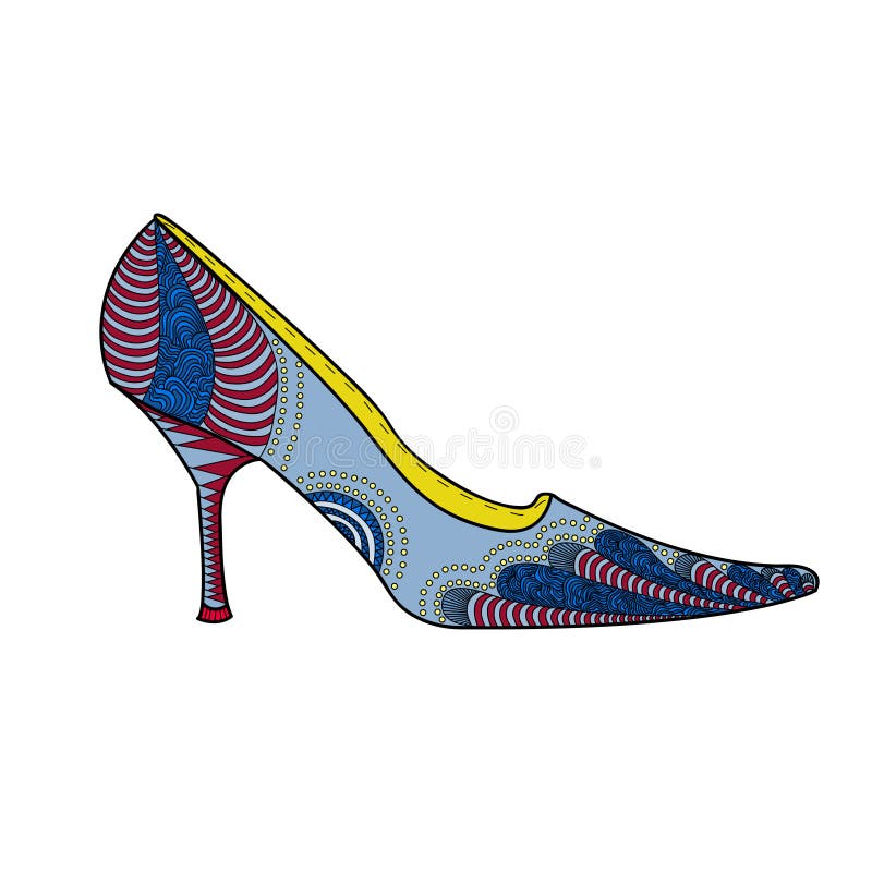 Women`s shoe with a beautiful pattern.