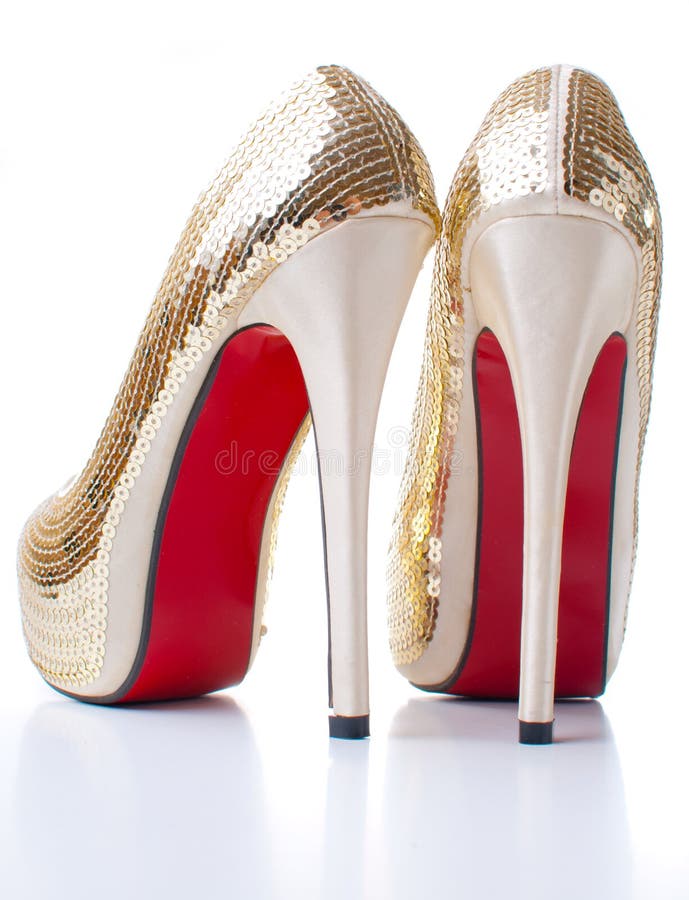 Women S Shoes with Gold Sequins Stock Image - Image of beauty, store ...