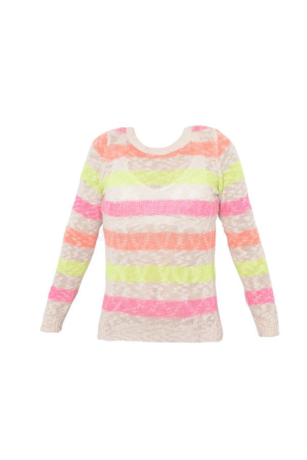 Women`s Striped Sweater Isolated on White Stock Image Image of back