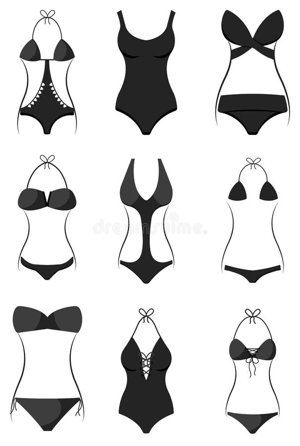 Women`s swimsuits set stock vector. Illustration of elastic - 97040854