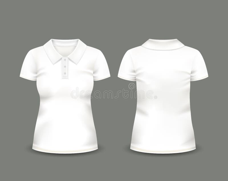 Download Women's White Polo Shirt Short Sleeve In Front And Back ...