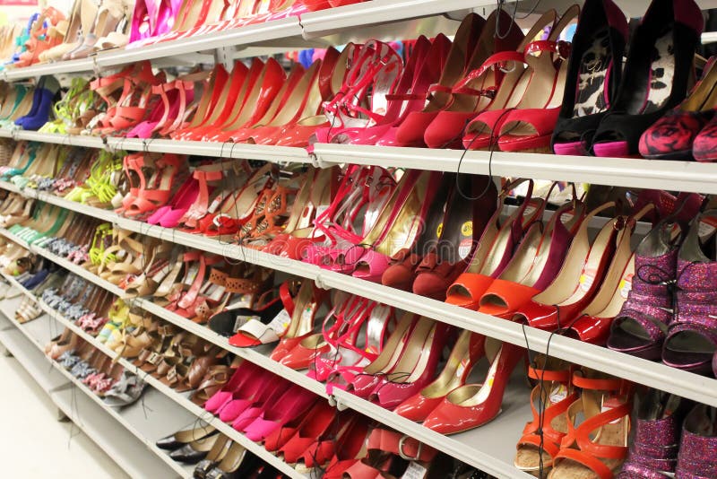 Women shoes on rack stock photo. Image of retail, footwear - 48548806
