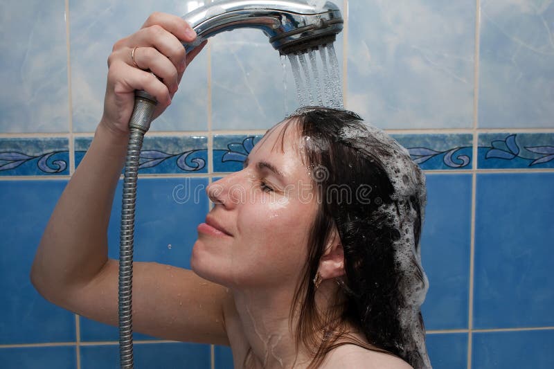 Women in shower stock photo