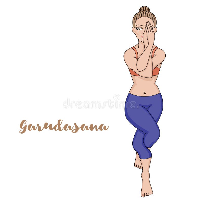 Young woman set in pose yoga shirshasana and garudasana, hand drawn sketch.  Yoga vector illustration. Vector Stock Vector Image & Art - Alamy