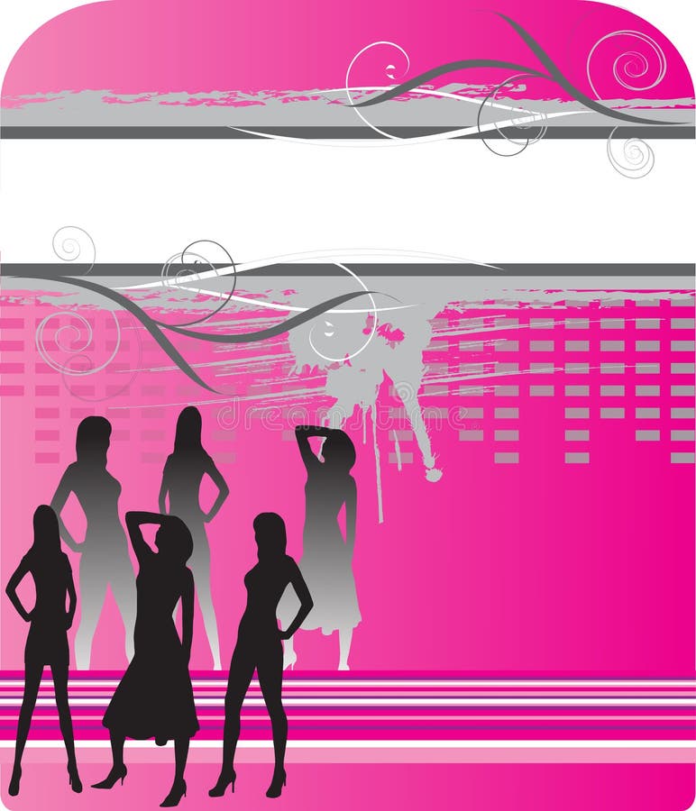 Women silhouettes on abstract background