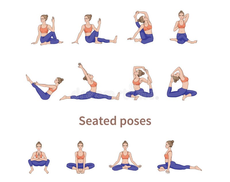 women silhouettes collection yoga poses women silhouettes collection yoga poses asana set vector illustration seated poses 134784309