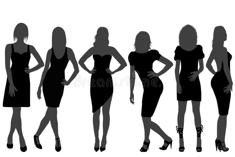 Women silhouettes with rainbow color dresses