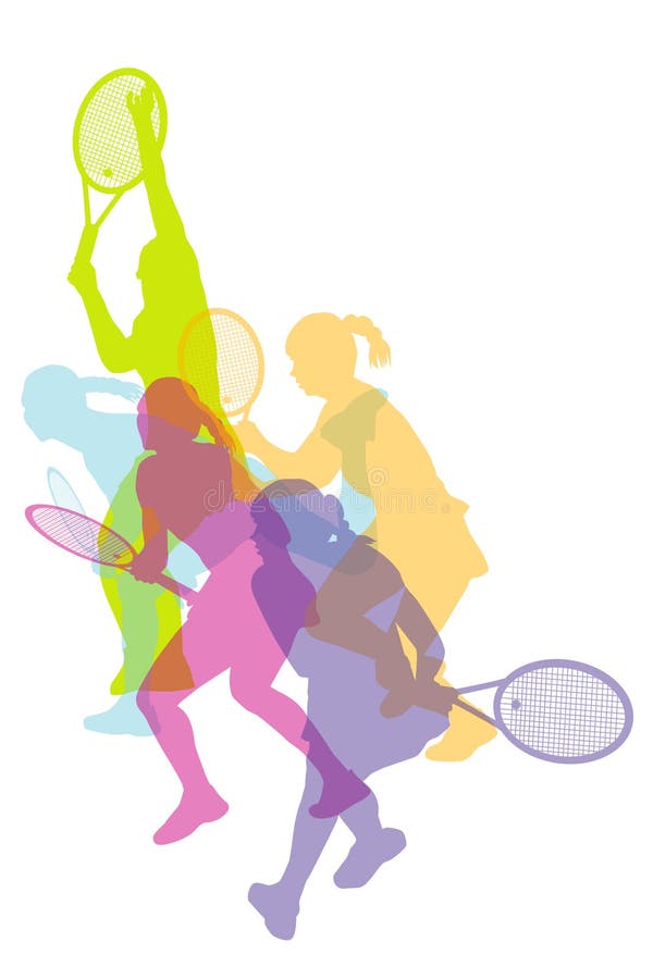 Woman Silhouettes Playing Tennis 