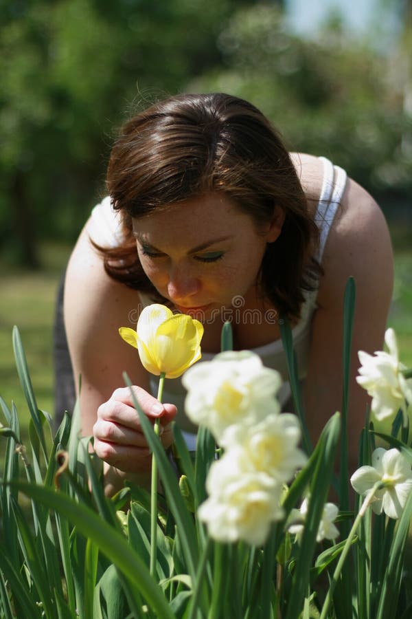 Women and a tulip