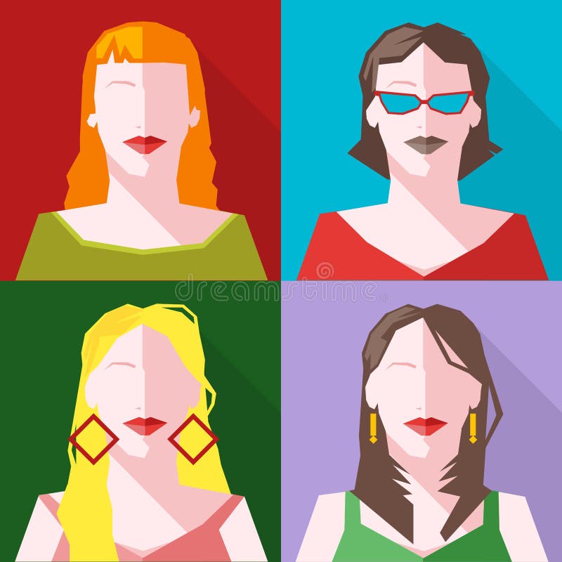 Women Vector icon set stock vector. Illustration of glasses - 69063481