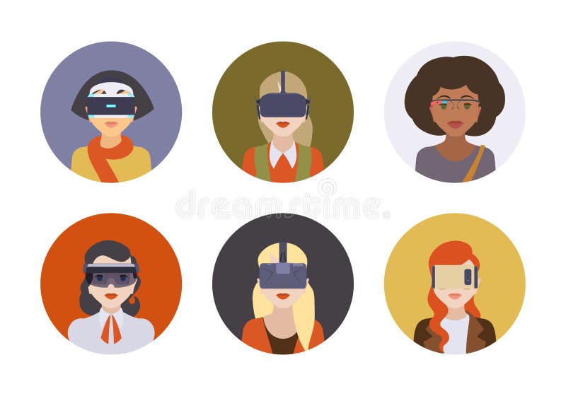 Women in the virtual reality headsets royalty free illustration Women in the virtual reality headsets royalty free illustration