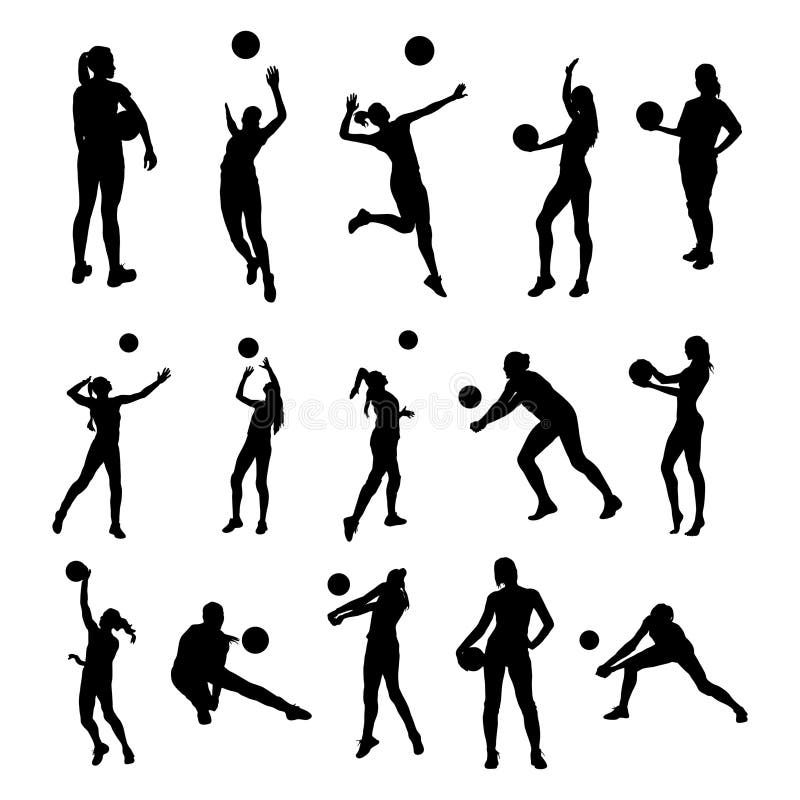 Women Volleyball Player Silhouettes, Volleyball Player Women ...